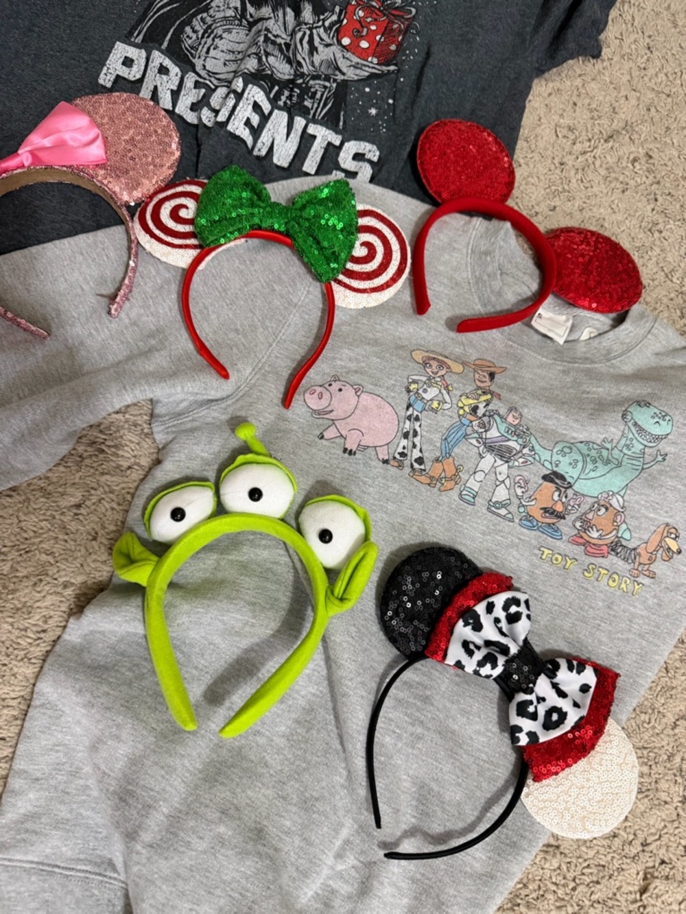 Junior size Disney set of items, shirts and headbands